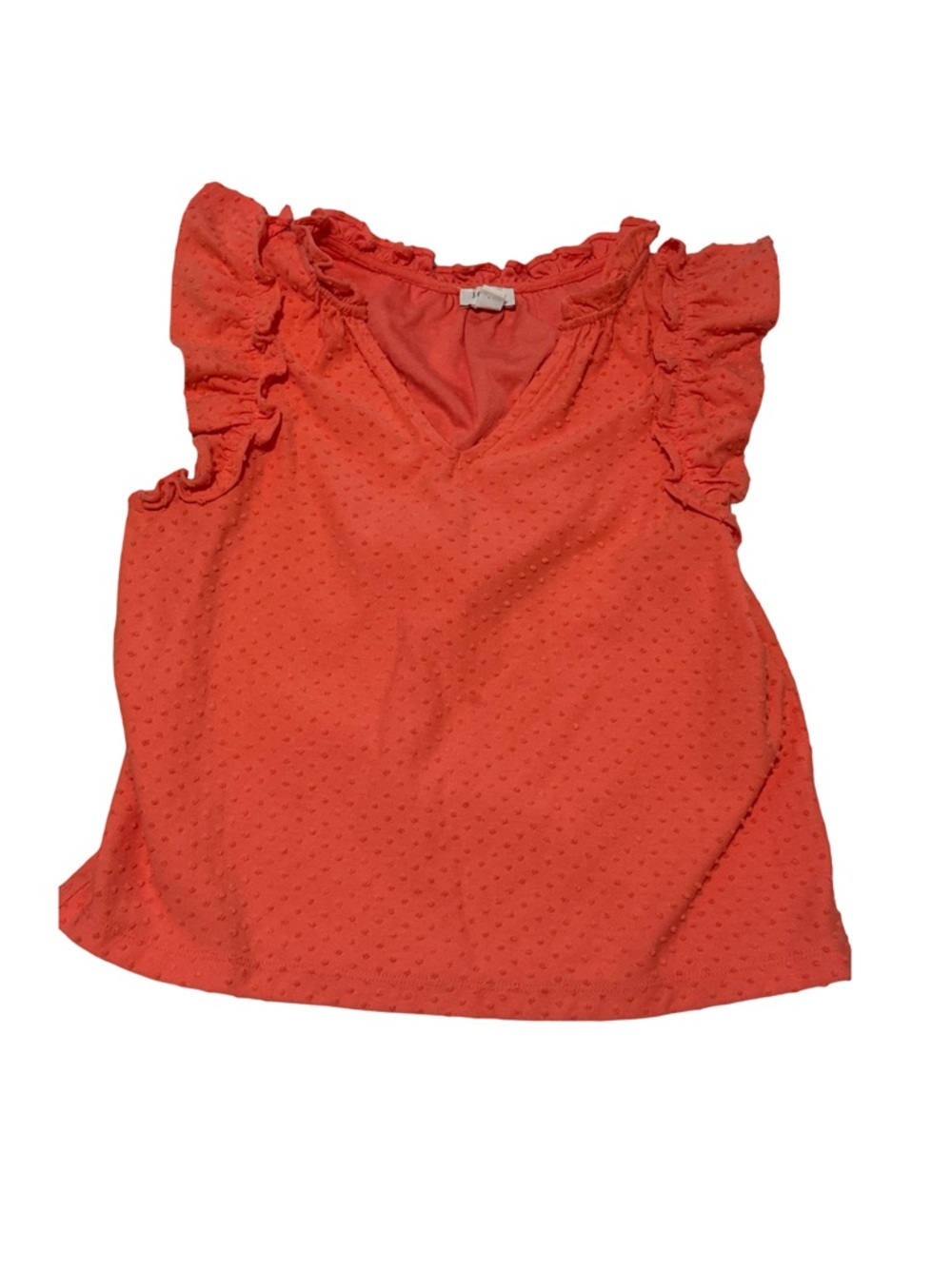 J.Crew Swiss Dot Ruffle Sleeve Blouse Orange Size Small